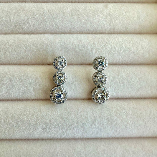 Triple Round Diamond Earrings