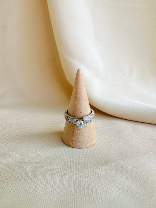 Solitaire Pave Ring
